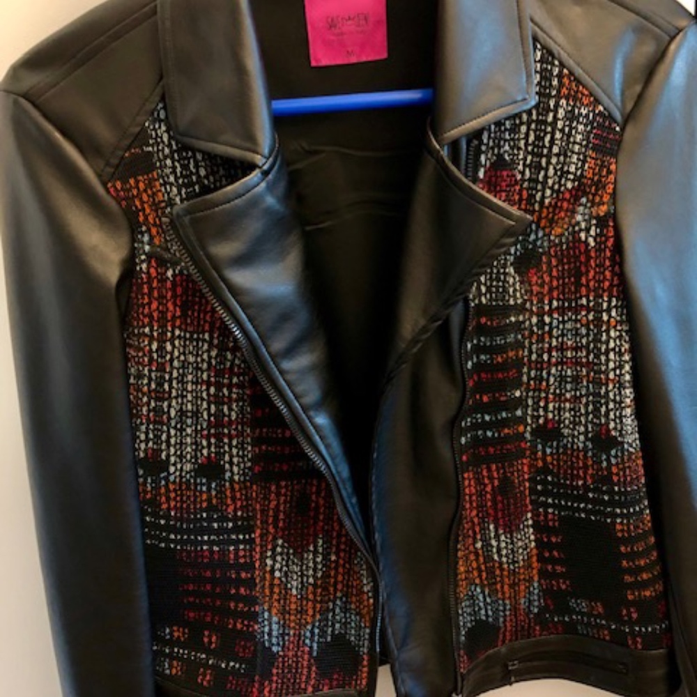 Save the Queen LEATHER black/multi color jacket